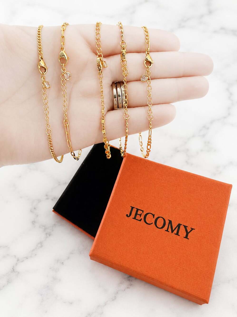 Jecomy Gold Tone Layered Chain Necklace Set